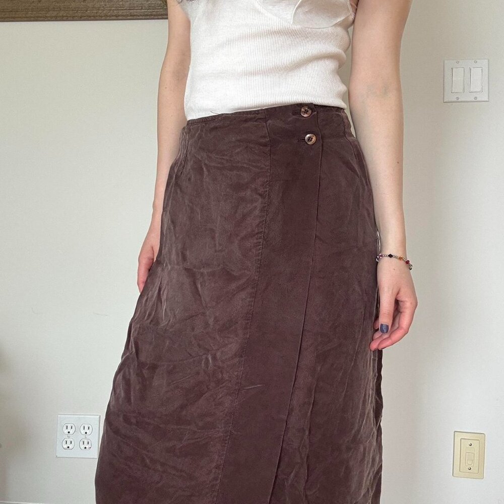Vintage Brown Wrap Style Skirt